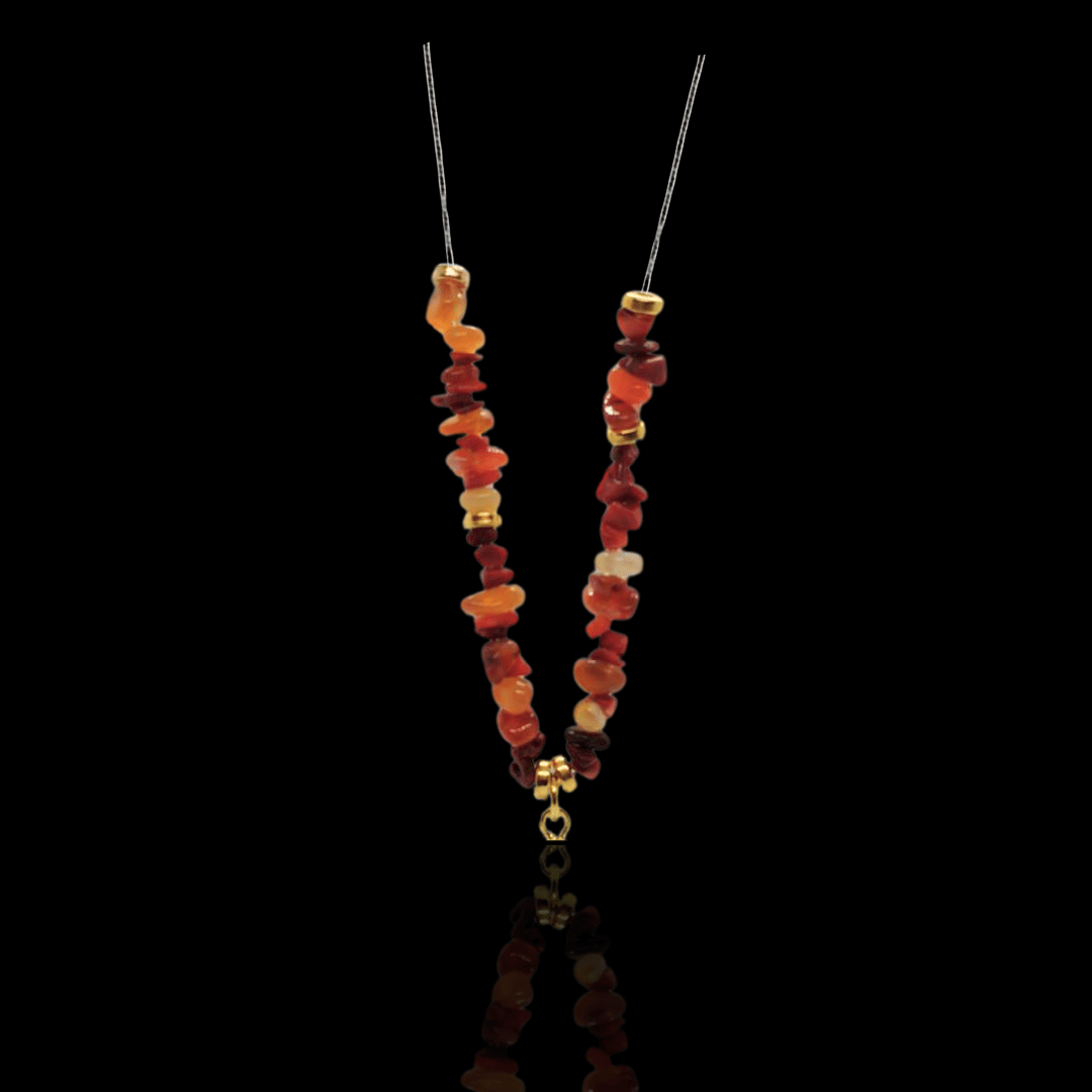 Flamepath Harmony – Red Coral & Golden Glow Necklace