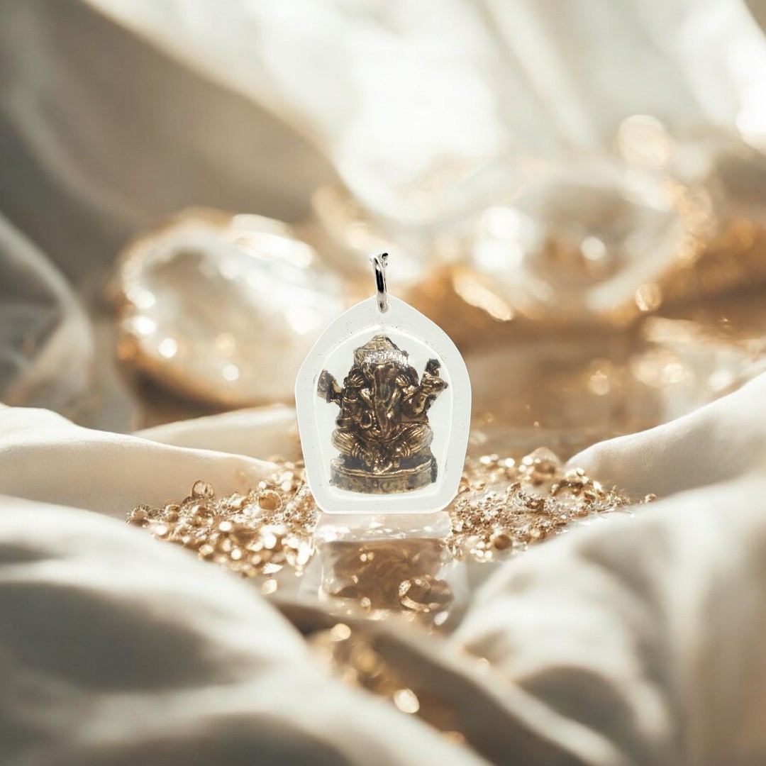 Lord Ganesha Amulet, Bronze Material, Thai Hindu Talisman for Protection and Prosperity, in Clear Waterproof Case (6)-Photoroom