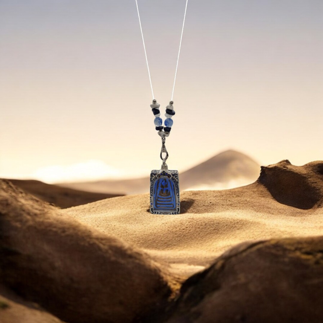 Modern Necklace with Phra Somdej Blue Leklai, Lapis Lazuli, Blue Soladite and Silver Accents (2)-Photoroom