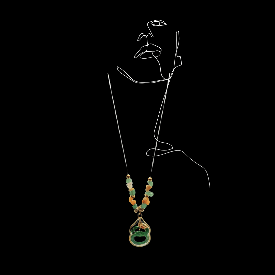 Naga Basak Loop Amulet with Gold Accents, Aventurine and Yellow Agate (2)