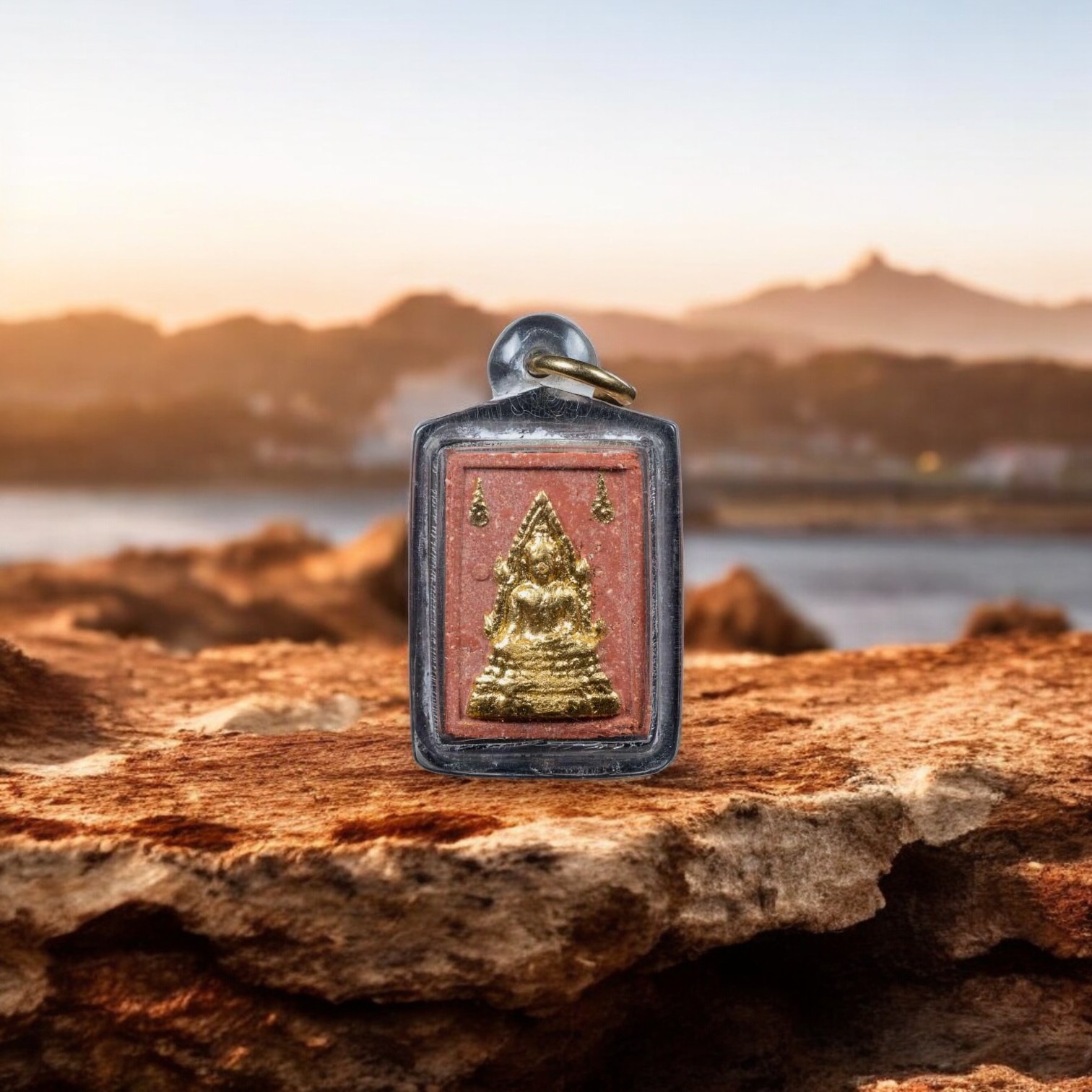 Phra Hang Mak, Luang Pho Ruesi Ling Dam, Wat Tha Sung, Special Edition, Gold-Covered Powder, 1992, Uthai Thani Province (+ Certificate) 1-Photoroom