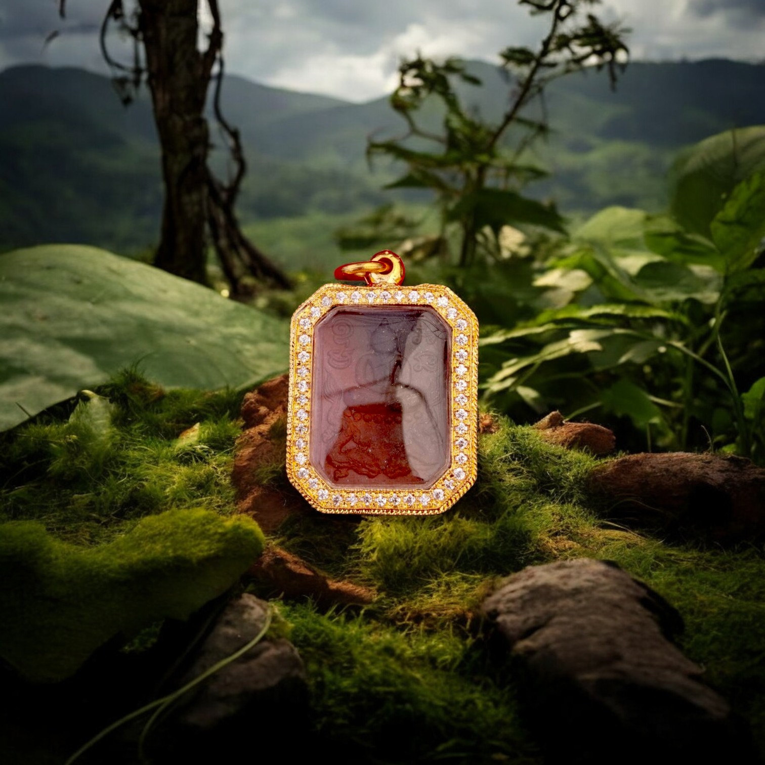 Phra Nak Prok Naga Buddha Amulet – Encased in Gold Frame – The Millionaire Series, Wat Nak Prok (3)-Photoroom