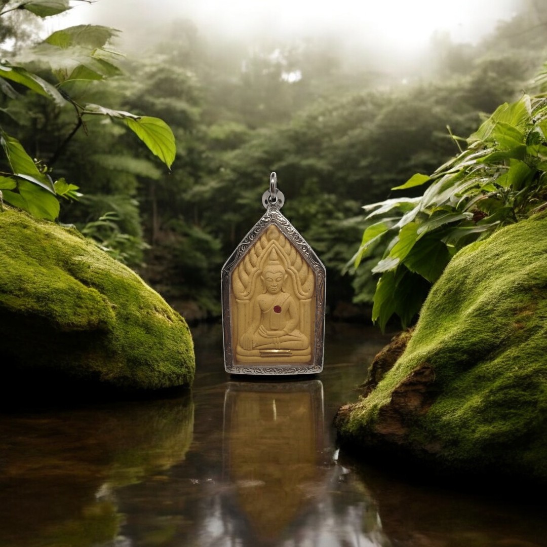 Phra Phut Chinnarat + Gemstone, Luang Pu Toh, Wat Phanan Choeng, Year 2533 (1995), Ayutthaya Province, with Original Box-Photoroom