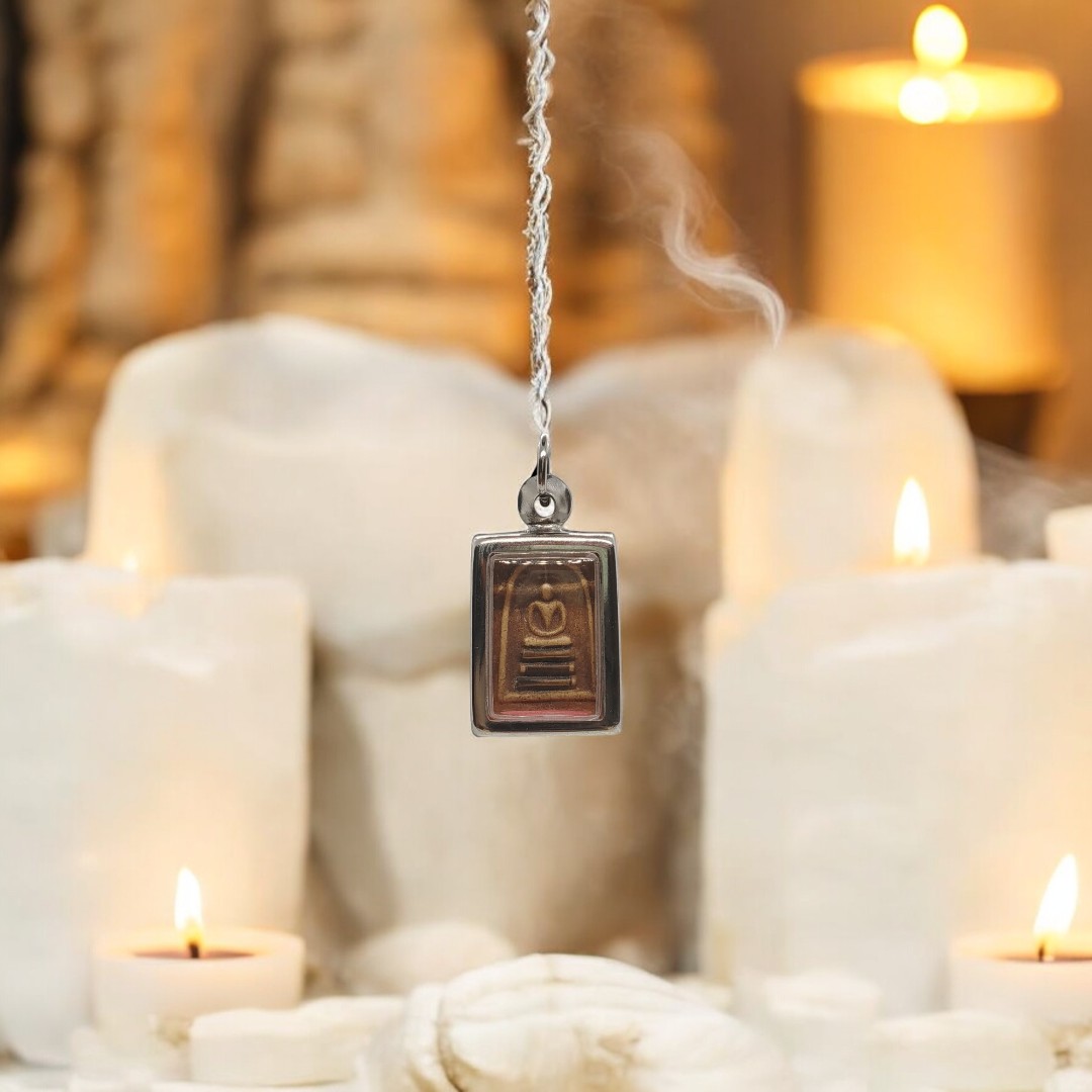 Small Phra Somdej LP Mui, Wat Don Rai, Year 2514 (1976), Suphan Buri Province, with 3 Kings Takrut (Gold, Silver, Bronze)-Photoroom