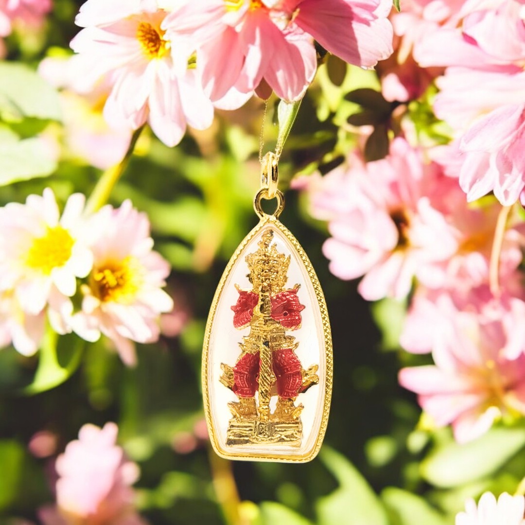 Thao Wessuwan pendant, God of wealth, prosperity, elimination, enhancing luck and charisma, Gold frame (1)-Photoroom