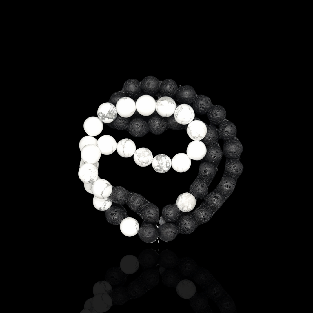 Yin-Yang Harmony Necklace with Lava & Howlite (2)